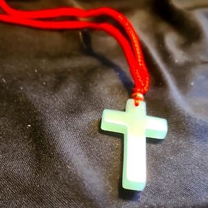 Green Cross Pendant Necklace for Kids